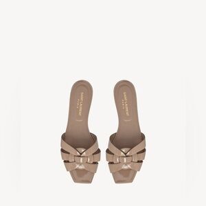 Saint Laurent Tribute Slide Mules patent leather in dark pink color EU 39.5